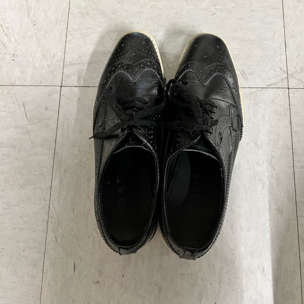 Prada Brogue-Trim Leather Oxford